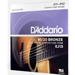 D'Addario EJ13 Acou Gtr Strings; Custom Light (.011"-.052")