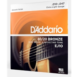 D'Addario EJ10 Extra Light gg 80/20 Bronze Guitar string set