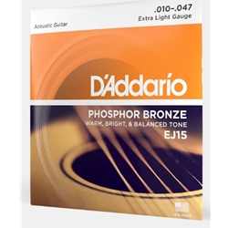 D'Addario EJ15 Phosphor Bronze Guitar Strings Set Ex. Lt. Gg