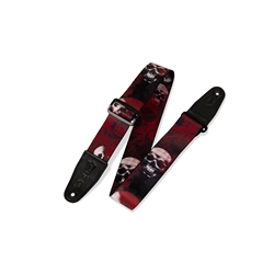 MPS2093 Levy's Blk/Rd Skull 2" Poly Strap
